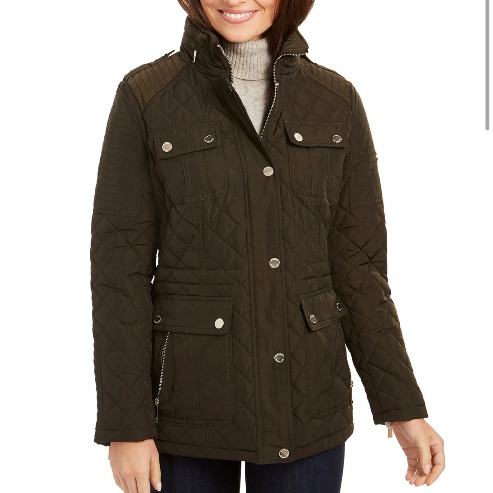 New Michael Kors Hooded Quilted Coat
